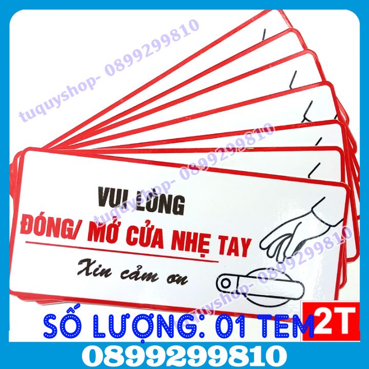 01 Sticker tem dán cảnh báo vui lòng đóng mở cửa nhẹ tay,nhẹ tay khi mở cửa xe, sticker đóng cửa cẩn thận -dongcuanhetay