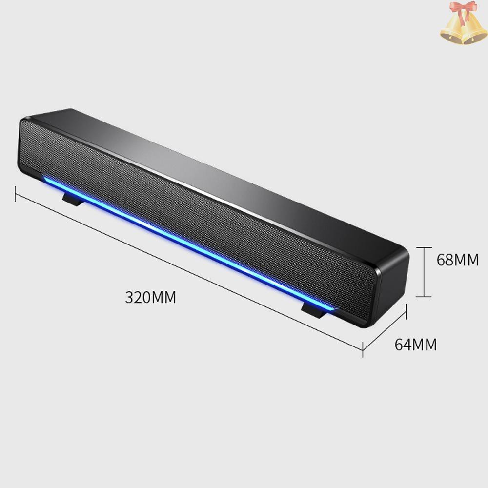 ONE SADA V-196 USB Wired Computer Speaker Bar Stereo Subwoofer Powerful Music Player Bass Surround Sound Box 3.5mm Audio Input for PC Laptop Smartphone Tablet MP3 MP4