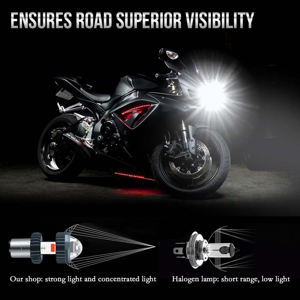 Đèn Pha H4 H6 BA20D COB 10W 10W Ánh Sáng Trắng + Đỏ / Xanh Dương DC12V Cho Xe Máy