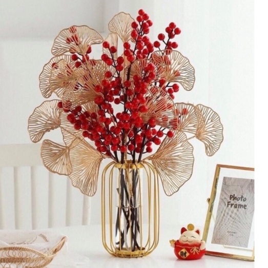 Cành lá Hồng Ngân (hút tiền, tài, lộc) 70cm decor mạ vàng #decor