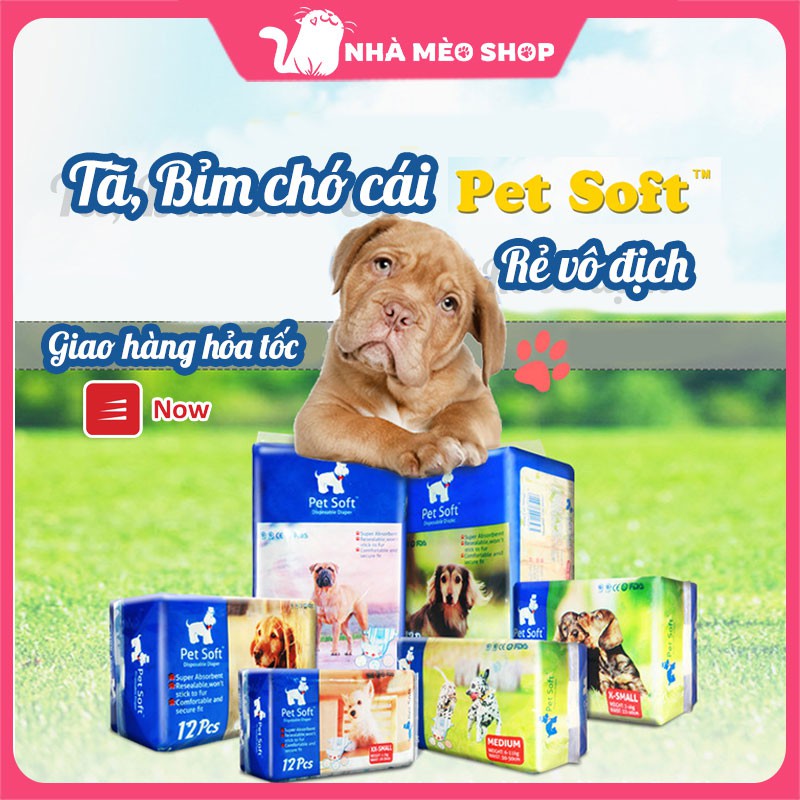 Bỉm cho chó mèo Pet Soft 12 chiếc
