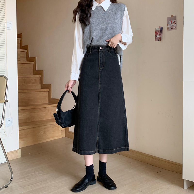 Chân váy denim phong cách Hàn Quốc thời trang cho nữ