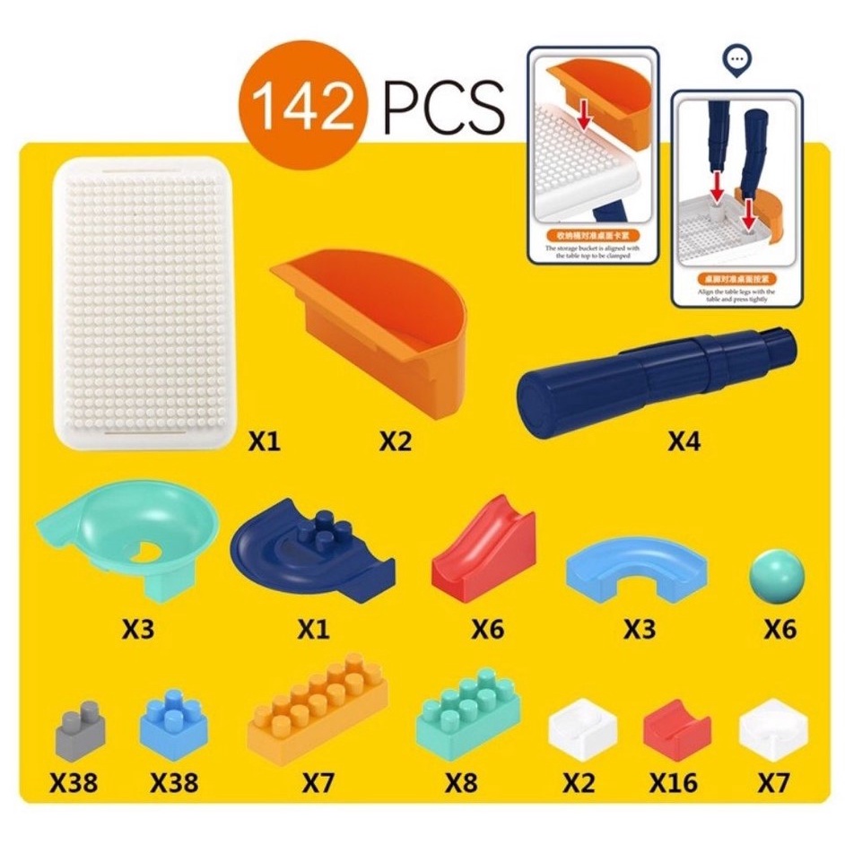 Bàn Lego cho bé, bộ đồ chơi lắp ghép lego đa năng 142 chi tiết giúp bé phát triển tư duy và sáng tạo