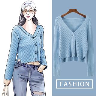 Áo Khoác Len Cardigan Tay Dài Dáng Ngắn Thời Trang
