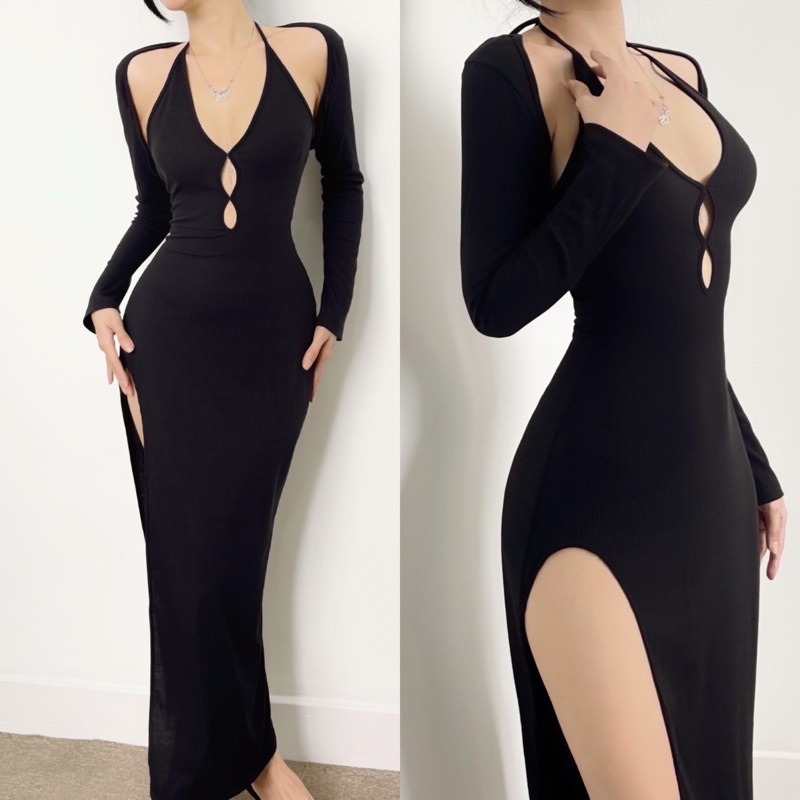 Set Đầm Body Midi Xẻ Đùi Sexy Dress