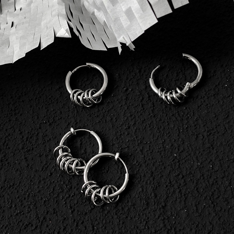 Bông Tai Tròn Bằng Thép Titan Phong Cách Hàn Quốc 19B182