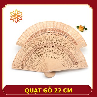 Quạt Gỗ 22cm Phong Thủy Liên Hoa