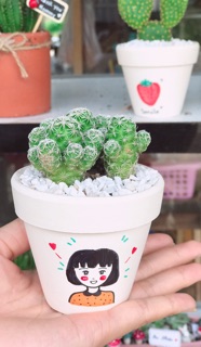 Chậu nung trắng vẽ size 7cm