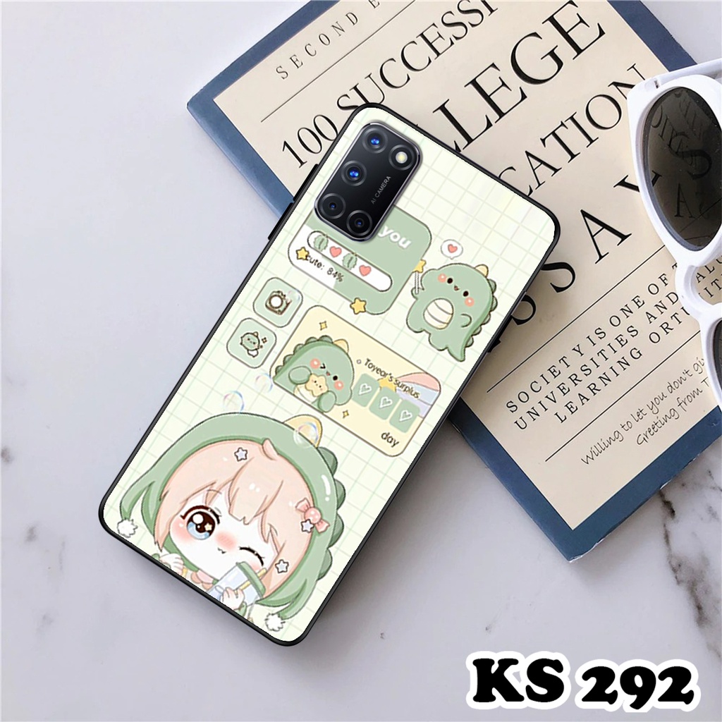 Ốp lưng Oppo A52 - Oppo A53 - Oppo A92 - Ốp in hình khủng long DinoCute - Lưng nhám viền TPU