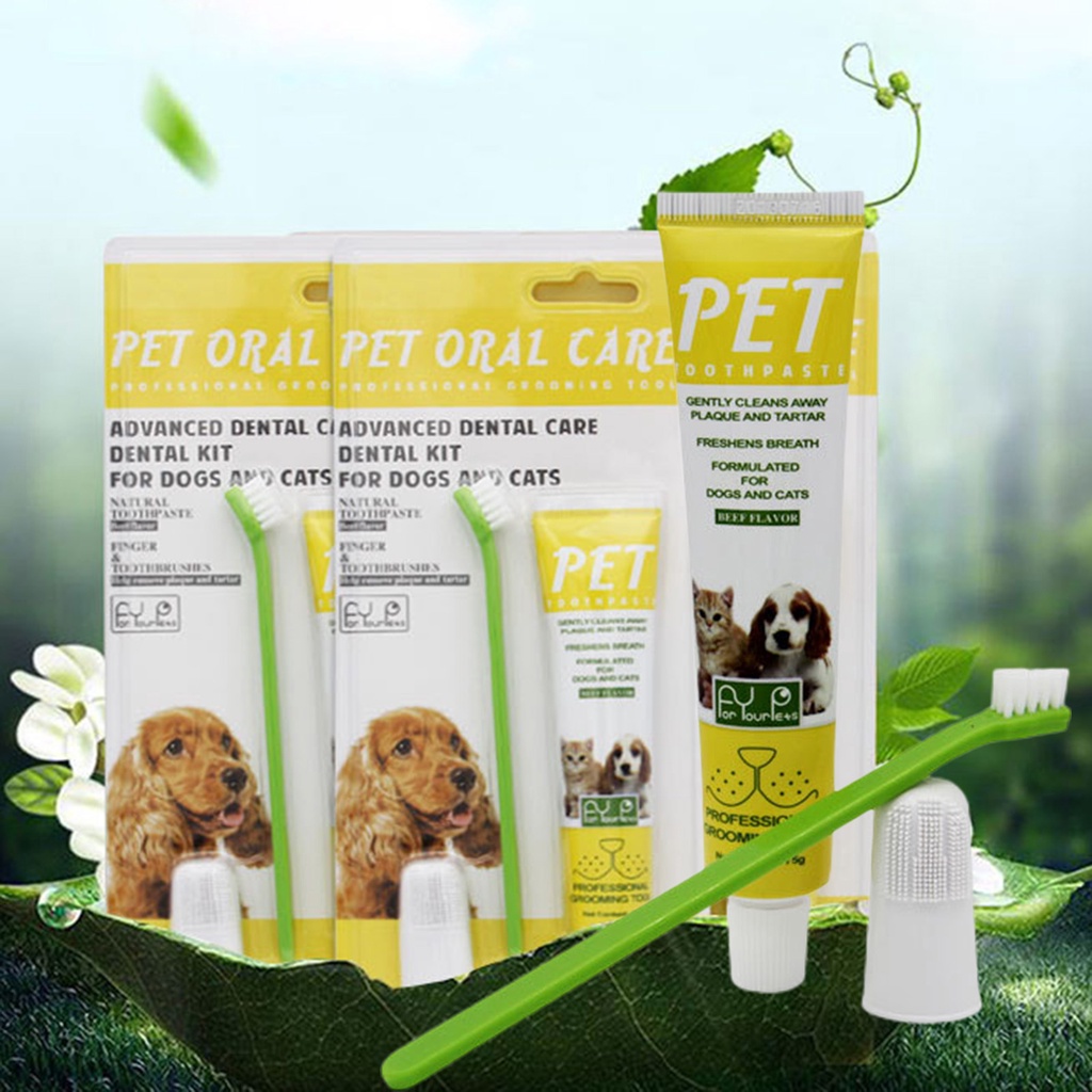 Set 3 Bàn Chải Đánh Răng Giảm Mùi Hôi Cho Thú Cưng