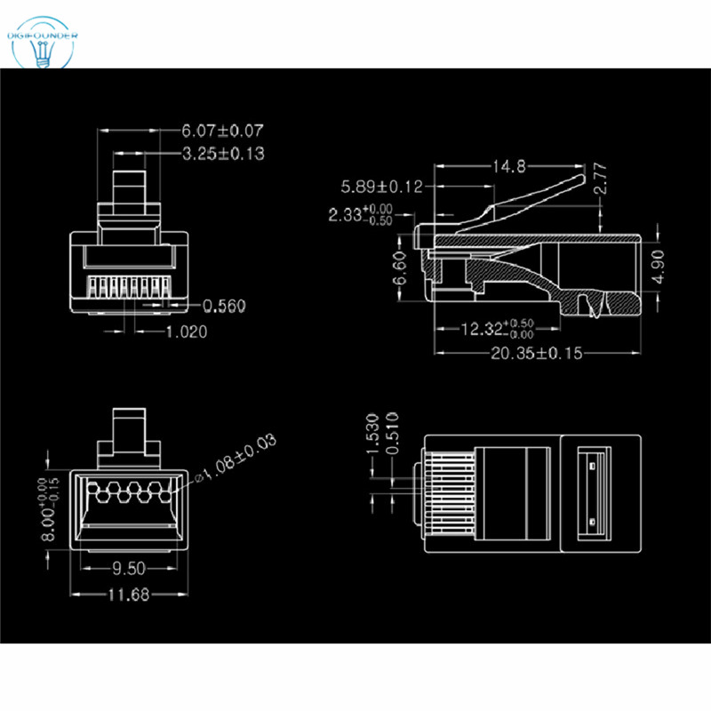 Đầu Nối Dây Mạng Rj45 Cat6 Cat6E Utp Unshielded Rj45