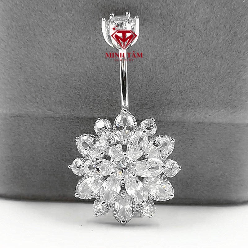 Khuyên rốn bạc 925 bông tuyết nạm đá Minh Tâm Jewelry