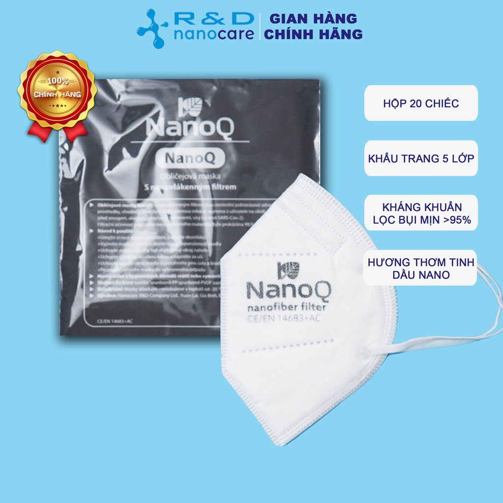 [GÓI - 01 CÁI] Khẩu trang n95 5 lớp kháng khuẩn NANO Q - Hàng chính hãng Nanocare R&amp;D
