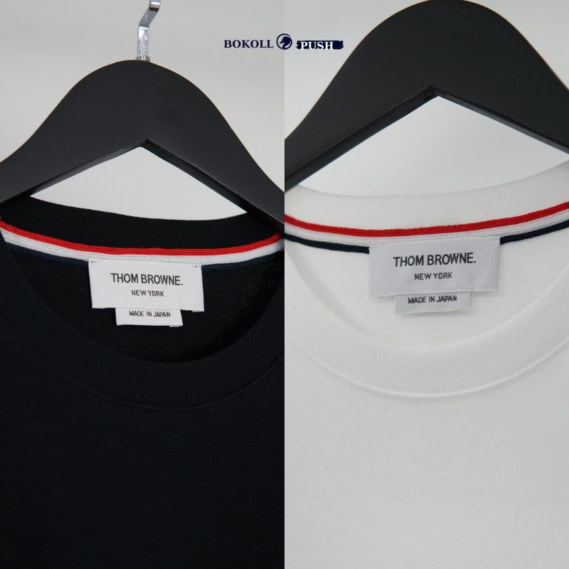 Áo thun unisex THOM BROWNE phong cách BASSIC nam nữ form rộng vải cotton 100 % Bestquality 1 : 1