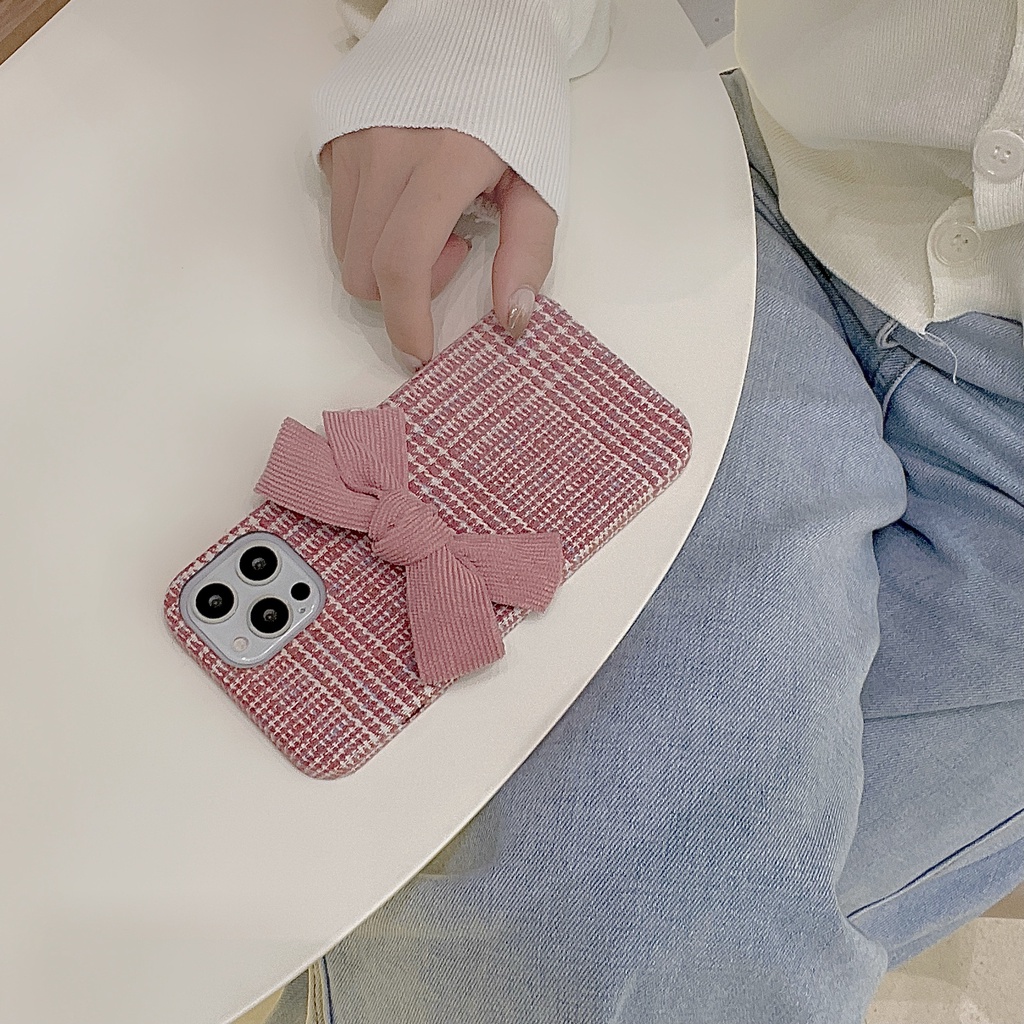 Ốp Điện Thoại Tpu Silicon Mềm Chống Rơi Phối Vải Lông Thêu Hình Bướm Cho iPhone 14 13 12 11 Pro XS Max XR 7 8 Plus