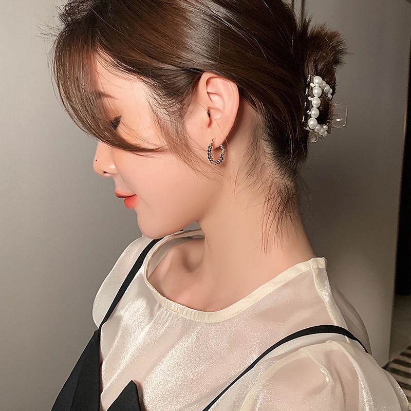 1 Cặp Bông Tai Hình Tròn/Vuông Đính Hạt Nhỏ Đơn Giản Cá Tính Thời Trang Hàn Quốc Dành Cho Nữ