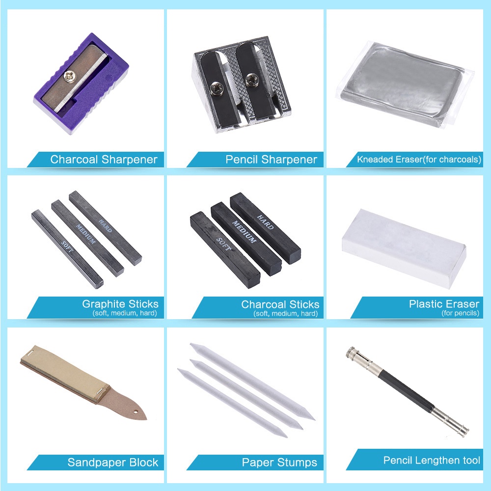 Novo# Bộ 33 Bút Chì Vẽ Tranh Chuyên Nghiệp Có Vỏ Đựng Màu Than Chì