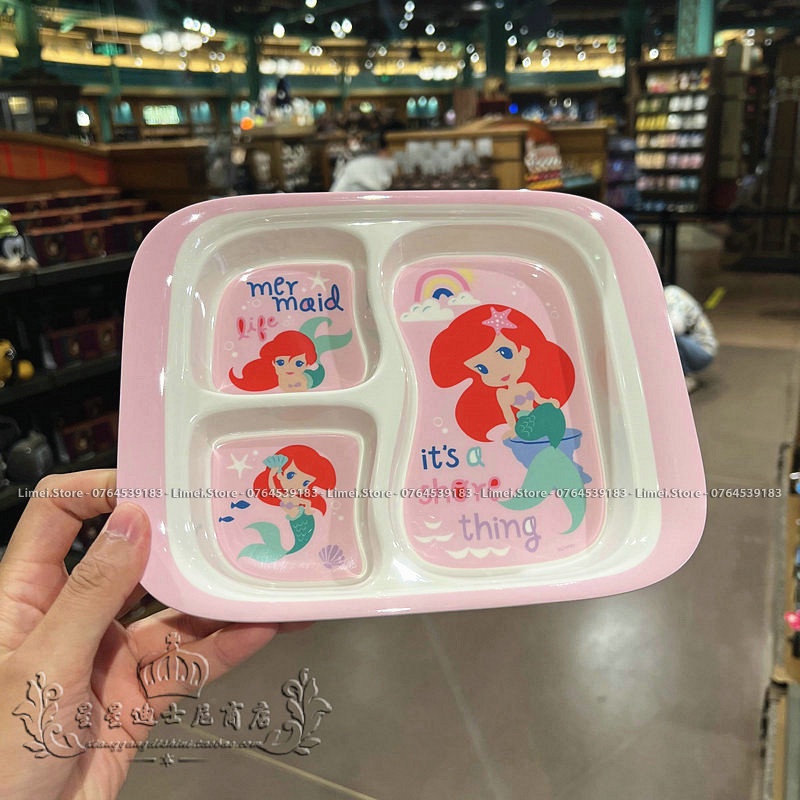 Khay ăn dặm nhựa melamine 3 ngăn Disney Mickey Minnie Dumbo Ariel cho trẻ em