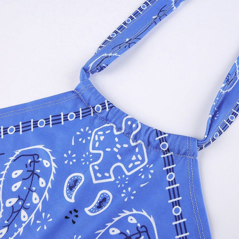 Áo croptop yếm thổ  cẩm cột dây xanh phong cách sexy-BITCHES