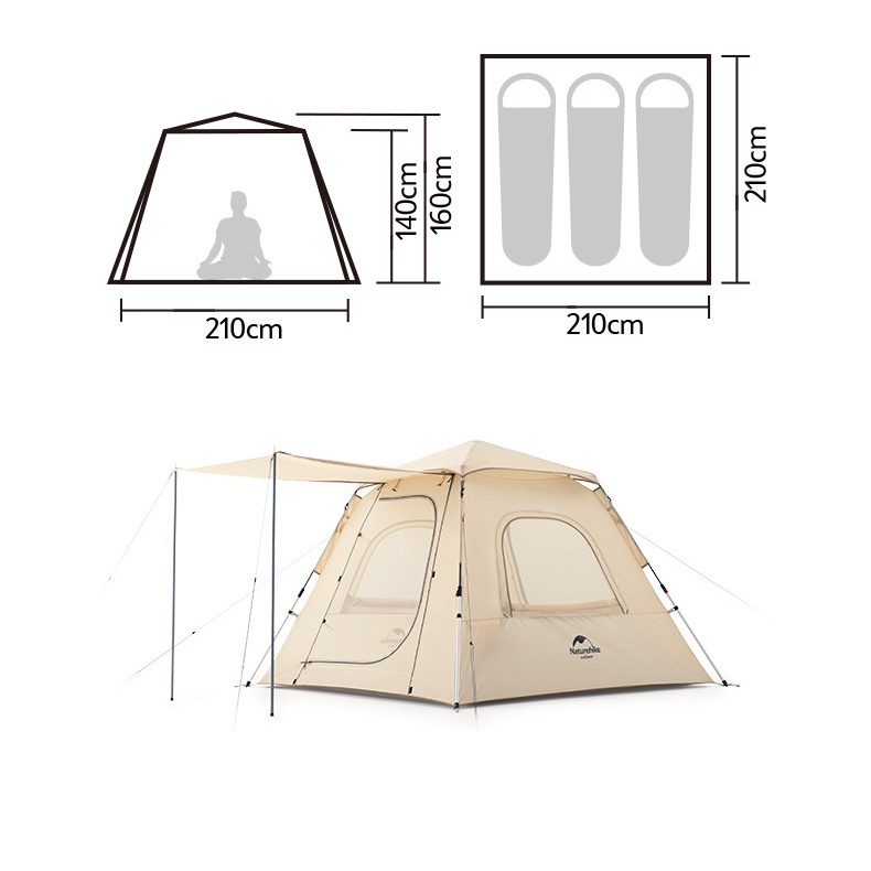 Lều Glamping tự bung Naturehike NH21ZP010 có mái che chính hãng,Lều tự bung Naturehike NH21ZP010 chính hãng