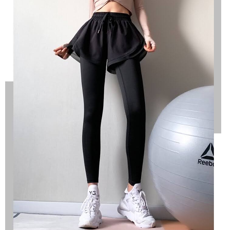 Quần Đùi Kèm Quần Legging Dài Co Giãn Đồ Tập Nữ Gym Yoga Zumba Aerobic Rẻ Đẹp GYMSTORE 708