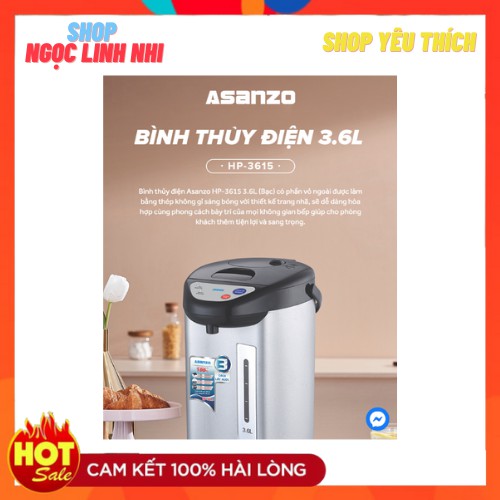 Bình thủy điện thông minh Asanzo HP-3615 (3.6 lít)- SHOP NGỌC LINH NHI