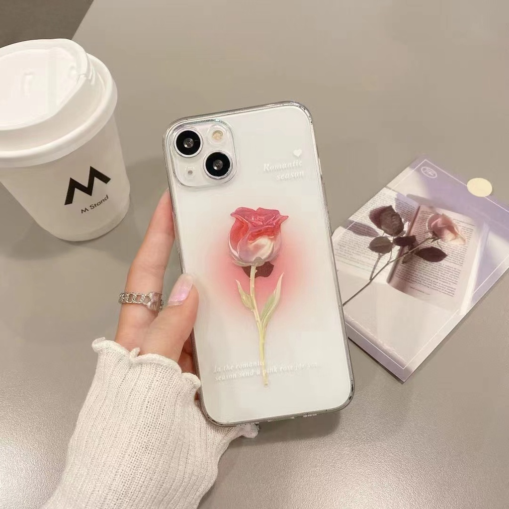 Ốp Điện Thoại Dẻo Trong Suốt Họa Tiết Hoa Tulip Phong Cách Hàn Quốc Cho iPhone 13 Pro MAX 12 11 X XS XR 7 8 Plus