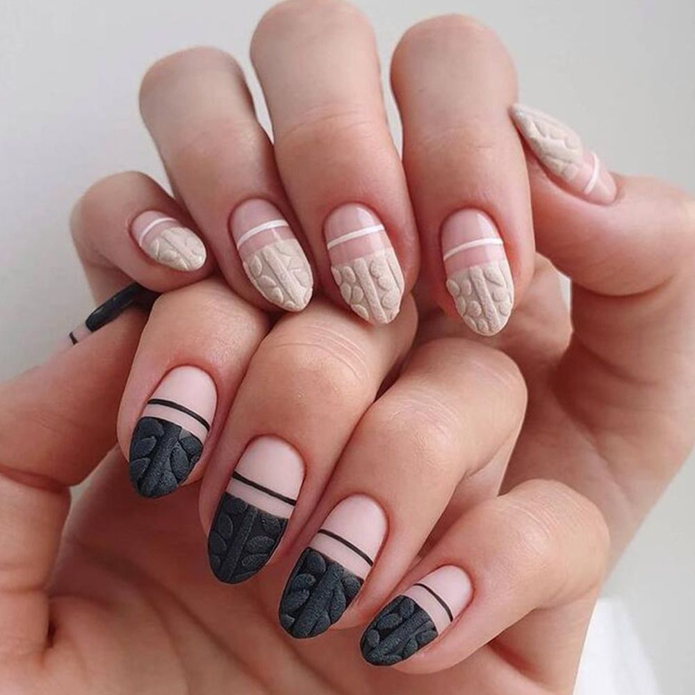 [Hàng mới về] Miếng Dán Trang Trí Móng Tay Họa Tiết Kẻ Sọc 3D Sành Điệu Thời Trang Tự Làm Độc Đáo