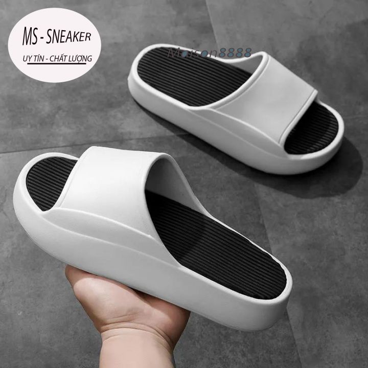 Dép bánh mì đế cao 5cm, dép quai ngang cao su Eva cao cấp không thấm nước, size từ 36-44, hottrend 2021, MS Sneaker