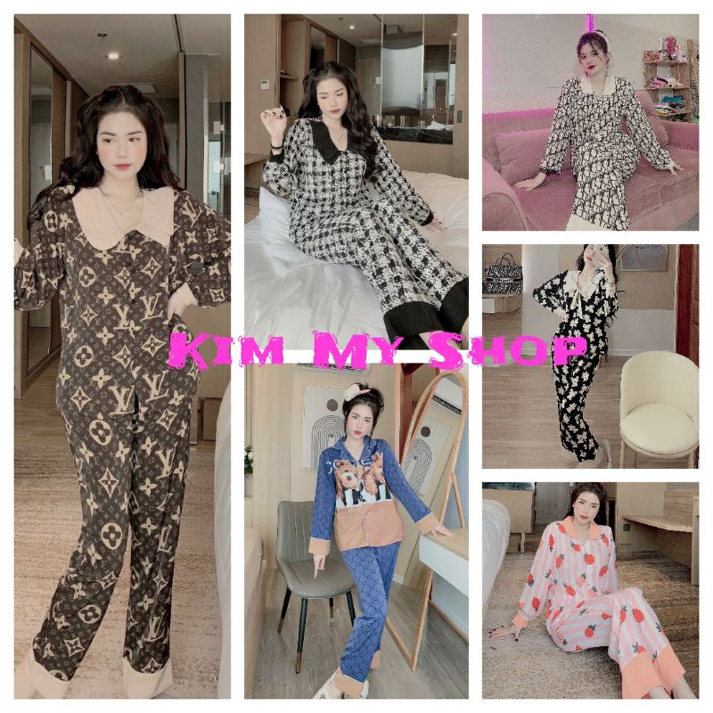 ĐỒ NGỦ-ĐỒ BỘ PIJAMA MANGO TAY DÀI- CỔ SEN-NHIỀU HỌA TIẾT CHẤT LIỆU LỤA MANGO LOẠI 1 , GIẶT MÁY KHÔNG NHĂN