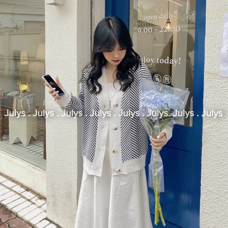 Áo cardigan len xương cá JULYS STORE (ảnh thật shop chụp kèm video)