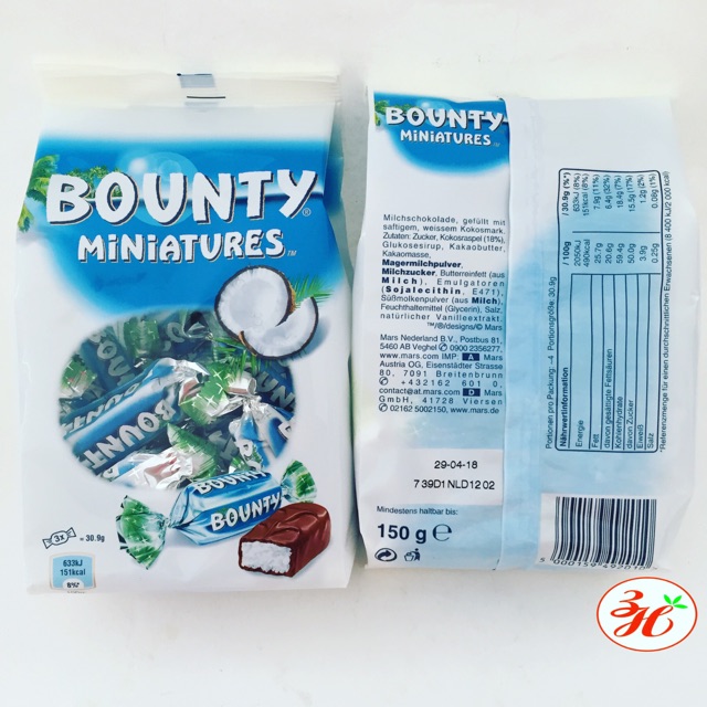 Sô-cô-la Dừa Bounty túi 150g date T1/23 Đức