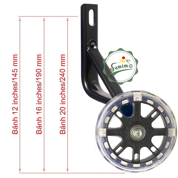 Bánh phụ xe 12 inches có đèn phát sáng
