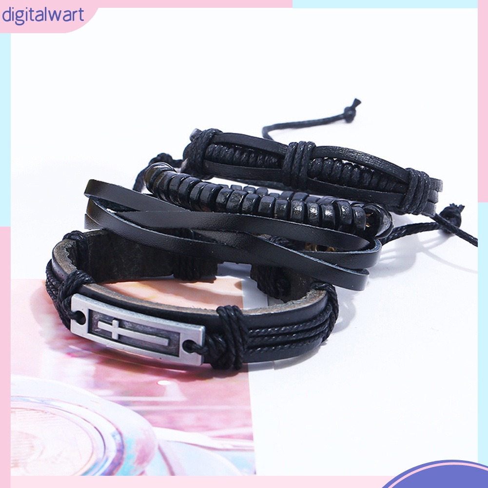 Bộ 4 vòng tay giả da nhiều lớp sành điệu cho nam