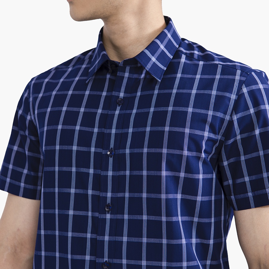 Áo sơ mi ngắn tay nam Aristino phom slim fit, thiết kế tà lượn không túi - ASS392S2