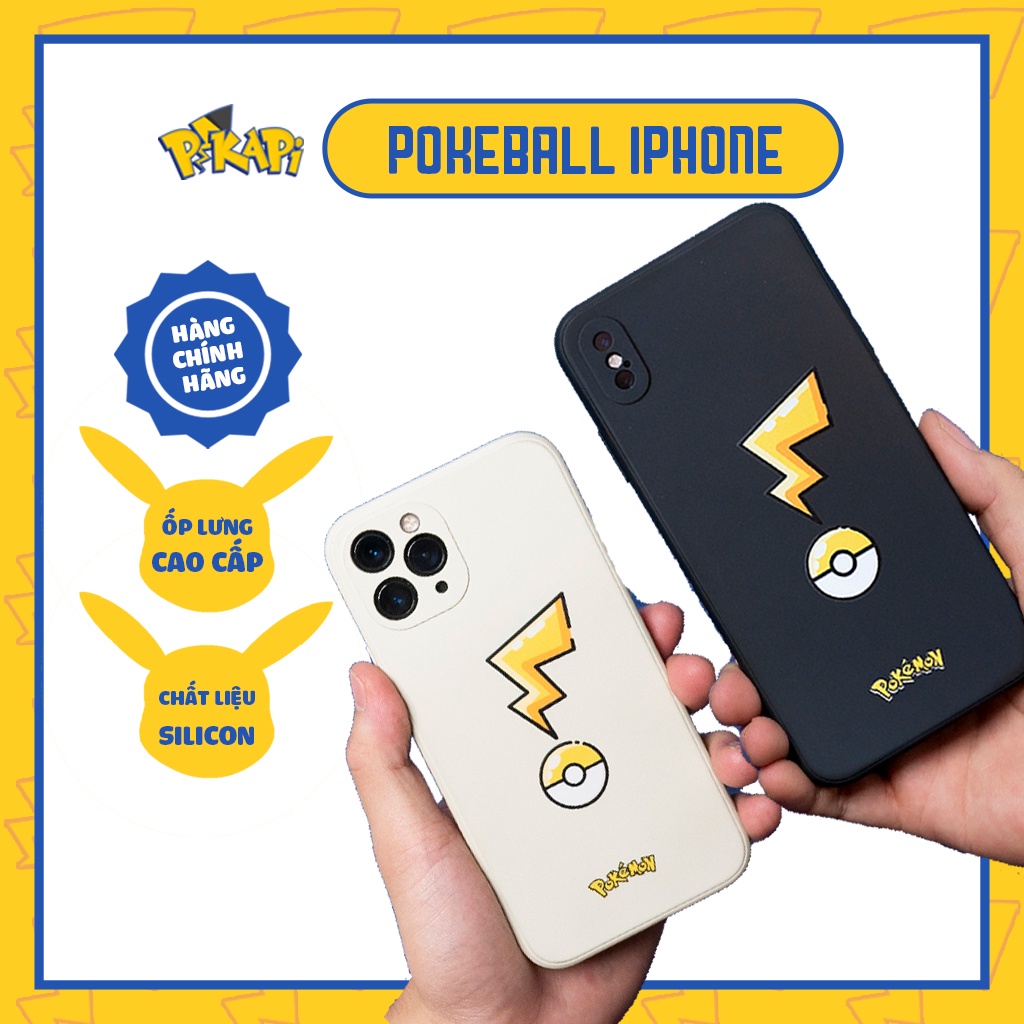Ốp iPhone Pokeball - Lót nỉ cao cấp, chống sốc hiệu quả
