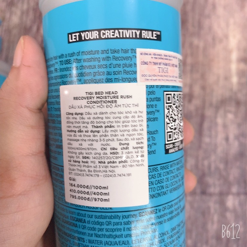 Cặp Gội Xả Tigi Bed Head Số 2 Màu Xanh 100ml/ 400ml / 970ml