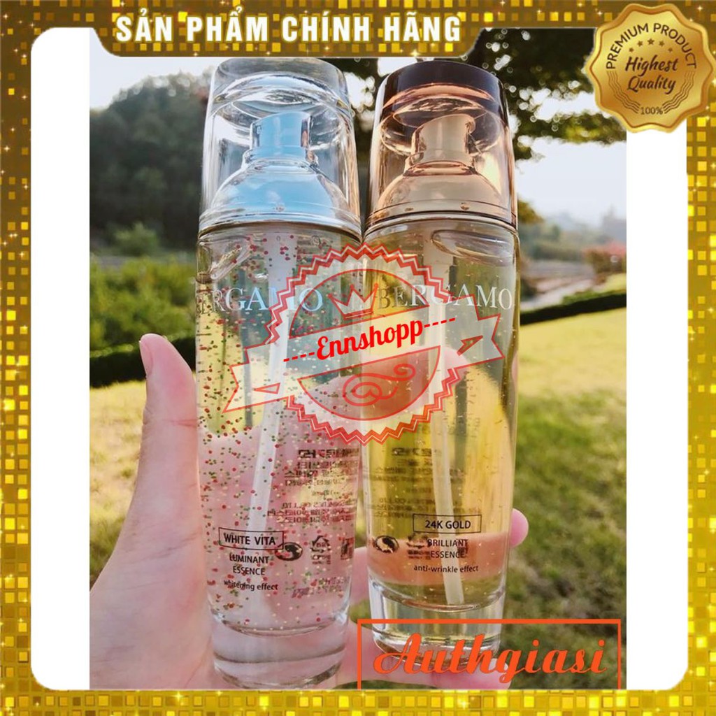 Auth Serum dưỡng trắng Bergamo White Vita \ 24K Gold Luminant Essence tinh chất căng mịn da 110ml