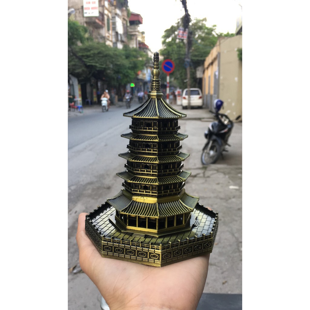 Tháp chùa Lôi Phong - Hàng Châu - Trung Quốc - Mô hình Kim loại mạ màu Giao ngẫu nhiên