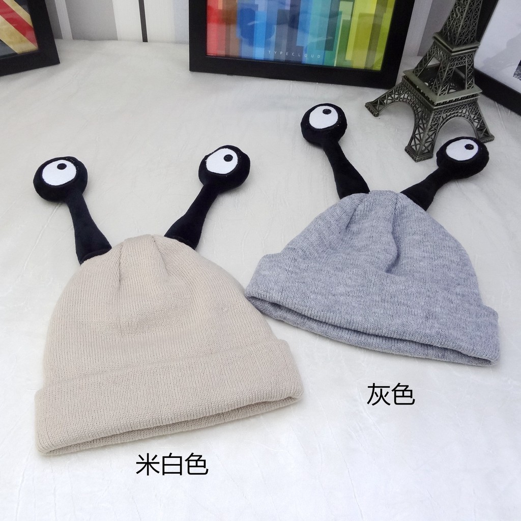 Mũ Len Dệt Kim Họa Tiết Quái Vật Hoạt Hình Phong Cách Hàn Quốc Mùa Thu Đông Xu Wen Tương Phản Cho Bé Gái