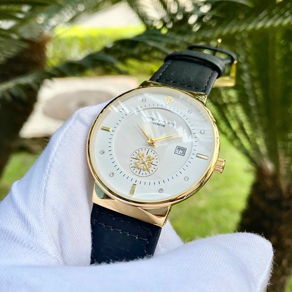 (Bảo hành 12 tháng) Đồng hồ Nam Patek philippe dây da mềm, kính chống xước, thẻ bảo hành 12 tháng - Patek MTP-STORE