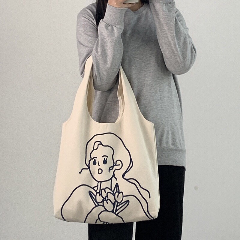 Túi vải CANVAS đeo vai ulzzang phong cách HÀN QUỐC