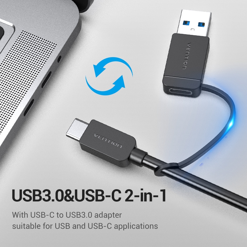 Bộ HUB Chuyển Đổi Vention USB3.0 & USB-C 2 Trong 1 Sang 4 Cổng USB/Micro-USB Tốc Độ Cao 5 Gbps Dành Cho PC Laptop