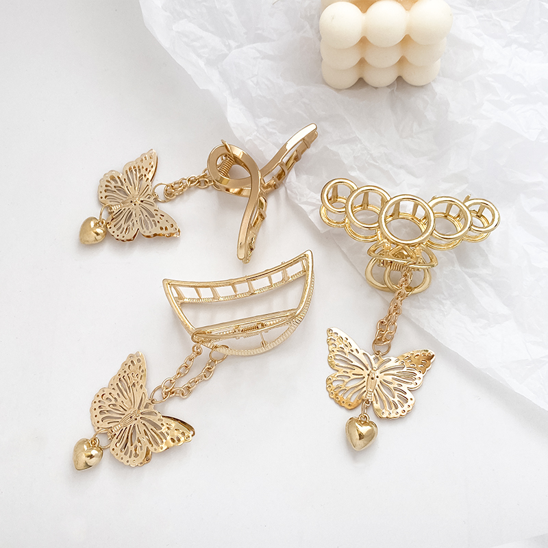 Kẹp Tóc Kim Loại Mặt Hình Bướm Ba Chiều Cá Tính Dễ Phối Đồ