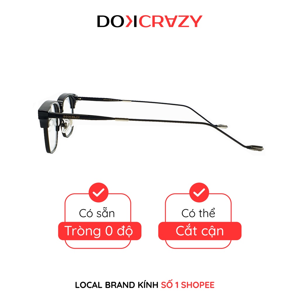 Gọng kính cận nam nữ DOKCRAZY dáng chữ nhật kim loại chống ánh sáng xanh bền dẻo BAKAN