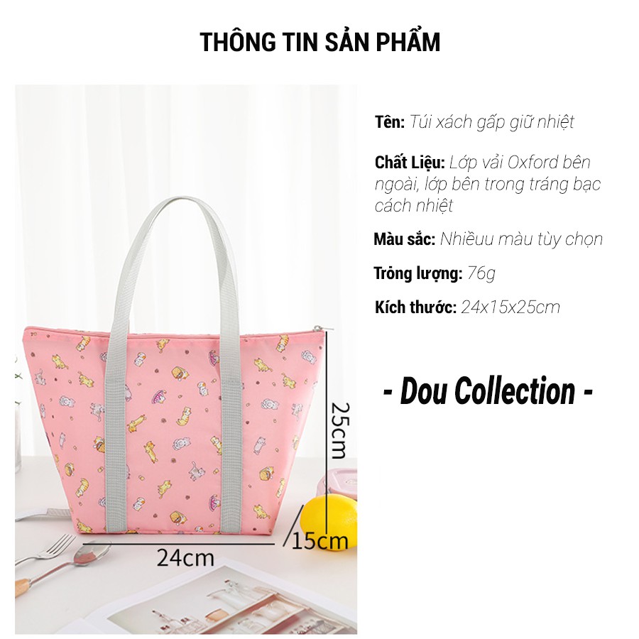 Túi Đựng Hộp Cơm Trưa Giữ Nhiệt Cao Cấp Chống Nước Vải Oxford 1000D 24x14x25cm - Lunch Bag - Mã TG005