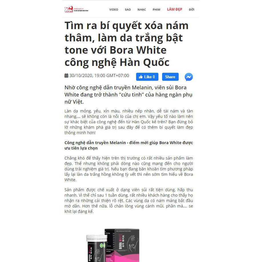 [SALE SỐC 38%] Viên Sủi Trắng Da Bora White  1 Hộp 20 Viên Công Nghệ Hàn Quốc | Thế Giới Skin Care