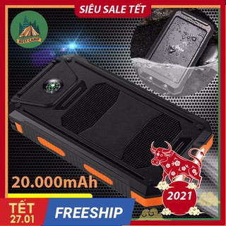 Pin Sạc Dự Phòng Năng Lượng Mặt Trời Solar Charger Tích Hợp Đèn Pin La Bàn 2 Cổng Sạc [Mẫu Mới Nhất]