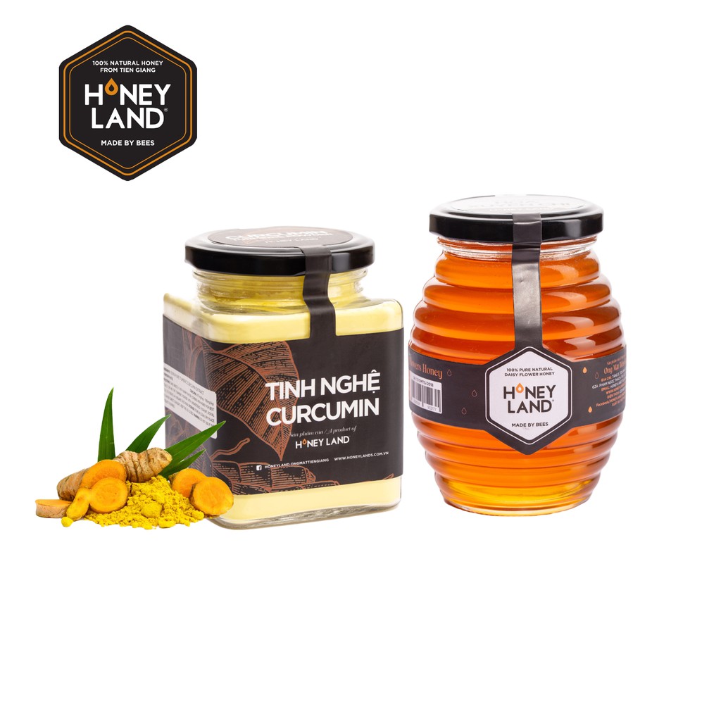 Combo Tinh Nghệ kết hợp mật ong rừng hoa Xuyến Chi HONEYLAND(tinh nghệ 25g+mật ong rừng hoa xuyến chi 110g)