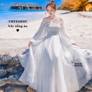 CÓ SẴN/ Váy Trắng Voan ❤️ GIẢM -25k 👌 Váy sống ảo sẵn 🤪 (2 lớp)